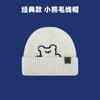 Cute Bear Embroidered Wool Hat Female Autumn and Winter College Style Couple Versatile Ear Protector Knitted Hat Male Trend