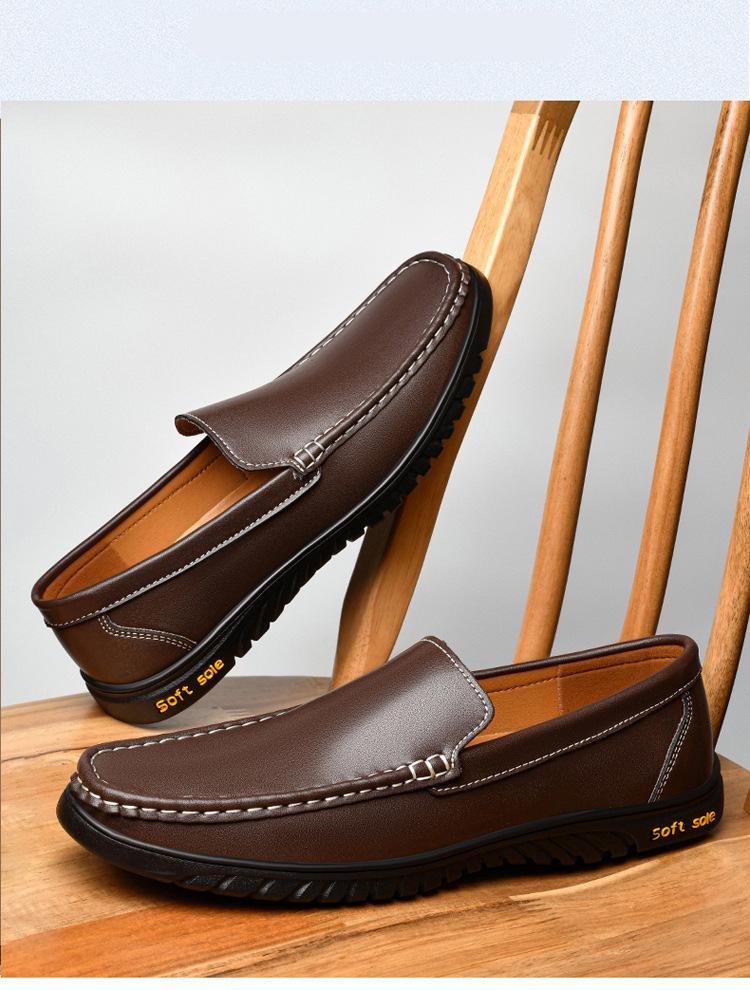 Men's Genuine Leather Slip-On Loafers: Business, Casual & Driving Shoes