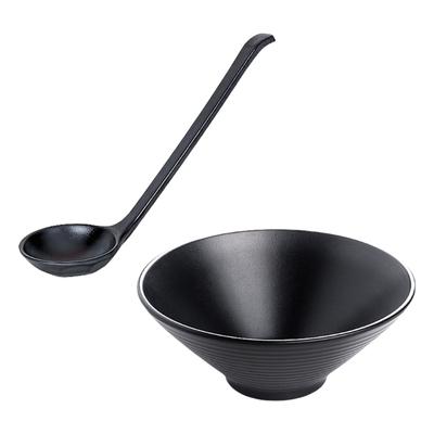 Elegant Black Plastic Bowl Commercial Use Spoon Great For School Canteens And Casual Dining Easy To Handle And Clean