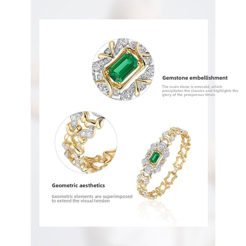 Vintage luxury emerald cluster zircon high-end bracelet - antique style bangle
