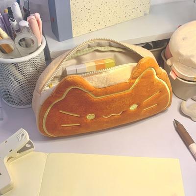 Estuche para Lápices de Gato de Peluche Bolsita para Lápices de Animales Lindos Bolsa para Material de Oficina de Gran Capacidad Cremallera Suave Amplio Organizador de Lápices