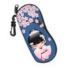 Sakura Kokeshi Puppe Brillenetui Geschenk für Fans Reißverschluss Brillenaufbewahrungsbox Ins Brillenetui