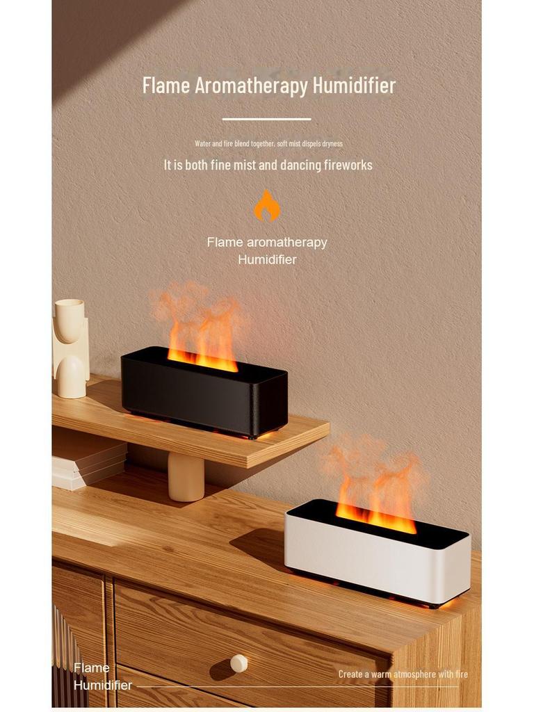 Nawilżacz powietrza z symulacją płomienia 3D i aromaterapią i kolorowym światłem nocnym do sypialni
