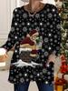 2025 Autumn Winter New Plus Size Women's Tops, Christmas 3D Print Fashion Crew Neck Long Sleeve T-Shirts