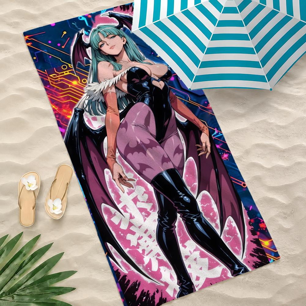 Game Morrigan Aensland Towel Microfiber Beach Towel Quick Dry Absorbent Soft for Swimming Yoga Resort Travel Camping