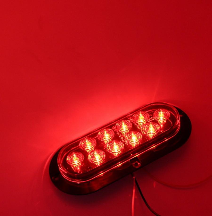Ett par 6" 10 LED Røde Supersterke Bilbrems Stopp Markør Baklys Vanntette