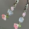 Handmade Beaded Phone Chain Flower and Butterfly Cellphone Charm Colorful Keyring Pendant Cellphone Charm Accessory