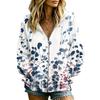 Women's Floral Print Casual Hooded Long Sleeve Jacket with and Pockets