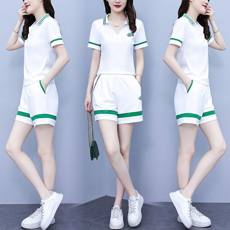 Pure Cotton Sports and Casual Suit for Women New Summer Clothing Korean Style Trendy Women Fashionable Two-piece Set