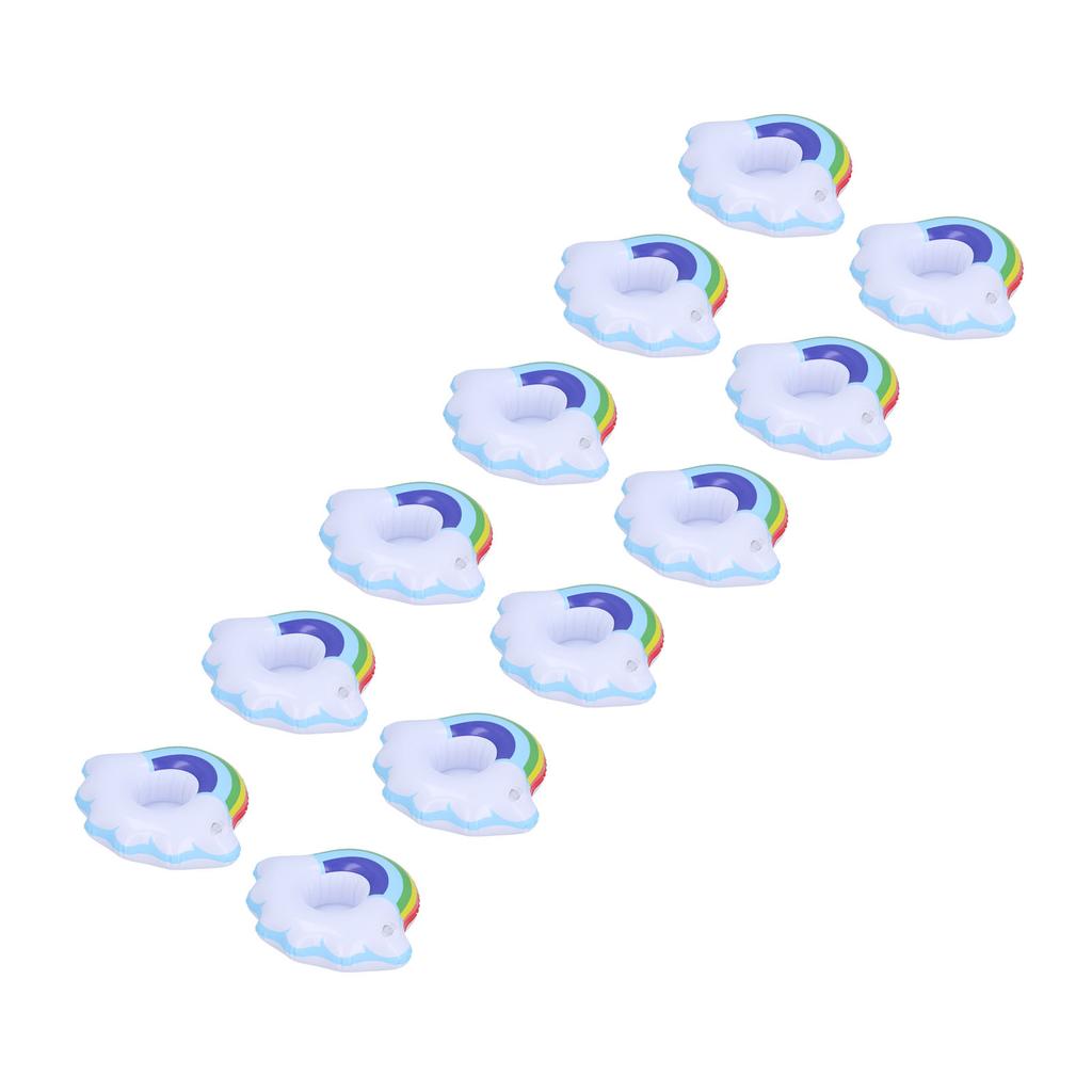 12Pcs Colorful Cloud Inflatable Coasters Floats Cup Holders Children Toy for Summer Pool