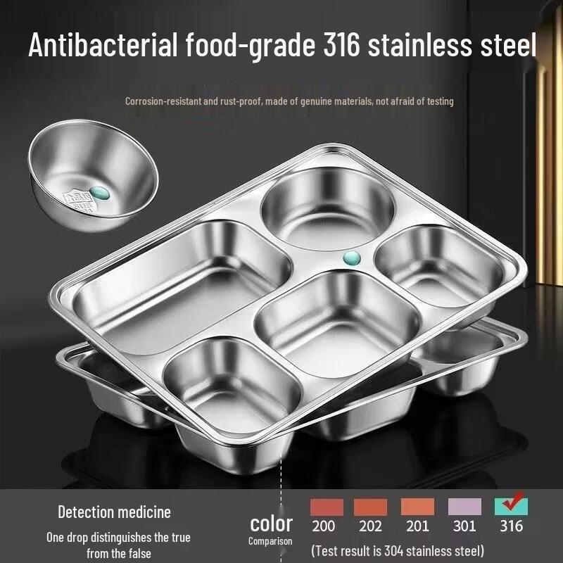 HANDUNYOU 316 Stainless Steel Divided Dinner Plate