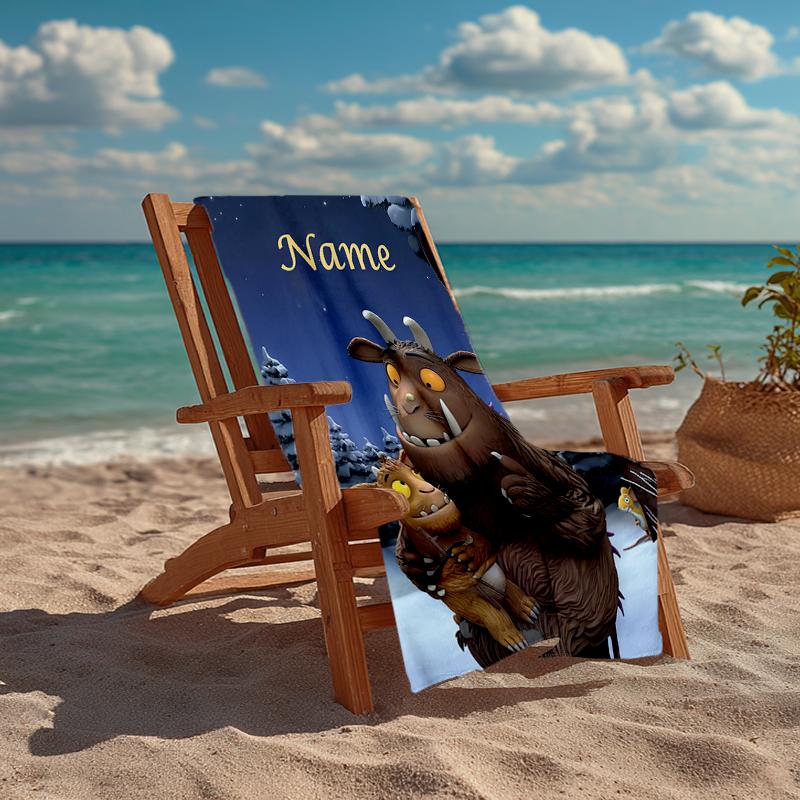 Custom Name Ultra-Soft Beach Towel with The Gruffalo Theme,Ideal for Pool - Camping, Diving - Perfect Travel Essential, Vibrant Beach Towel.