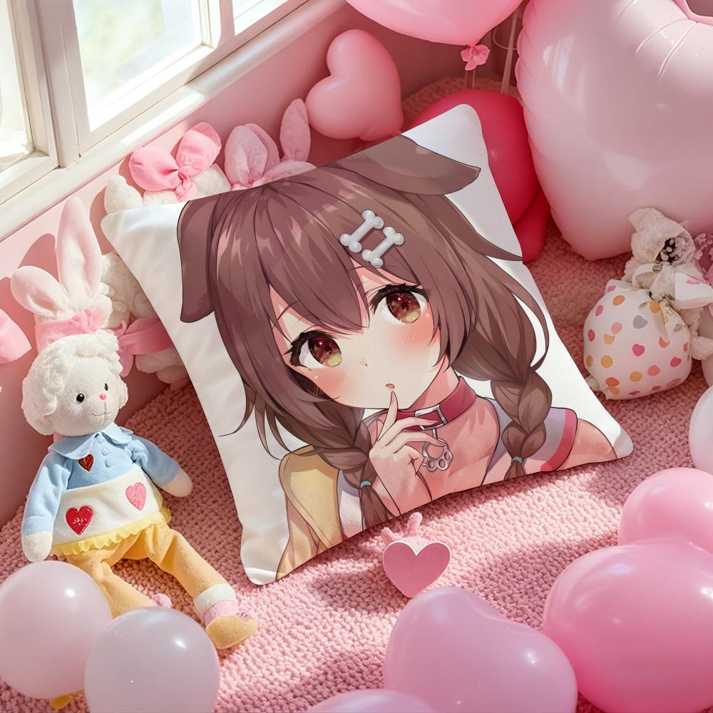 Anime Singer INUGAMI KORONE Cushion Cover Pattern Printed Pillowcase for Living Room Sofa Cushion Cover & Bedroom Decor