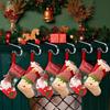 Metal Iron Christmas Stocking Holders Adjustable Mantle Hooks for Fireplace Hanging Pendent Garland Stockings Hanger Party Decor