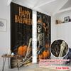 2pcs,2D plane printing Minimalist Curtains Spooky Skull & Pumpkin 100% Polyester (without rod) Art Deco Festive Perfect for
