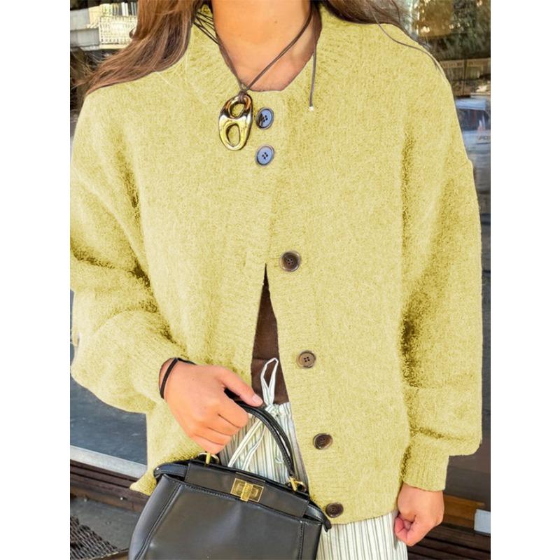 Lässiger Stil Knopf Wollhemd Damenpullover Damen 2025 Herbst Winter