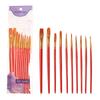 Nylon Gouache & Oil Painting Brush Set - 10 Pcs Flat Brushes with Red & Blue Handles