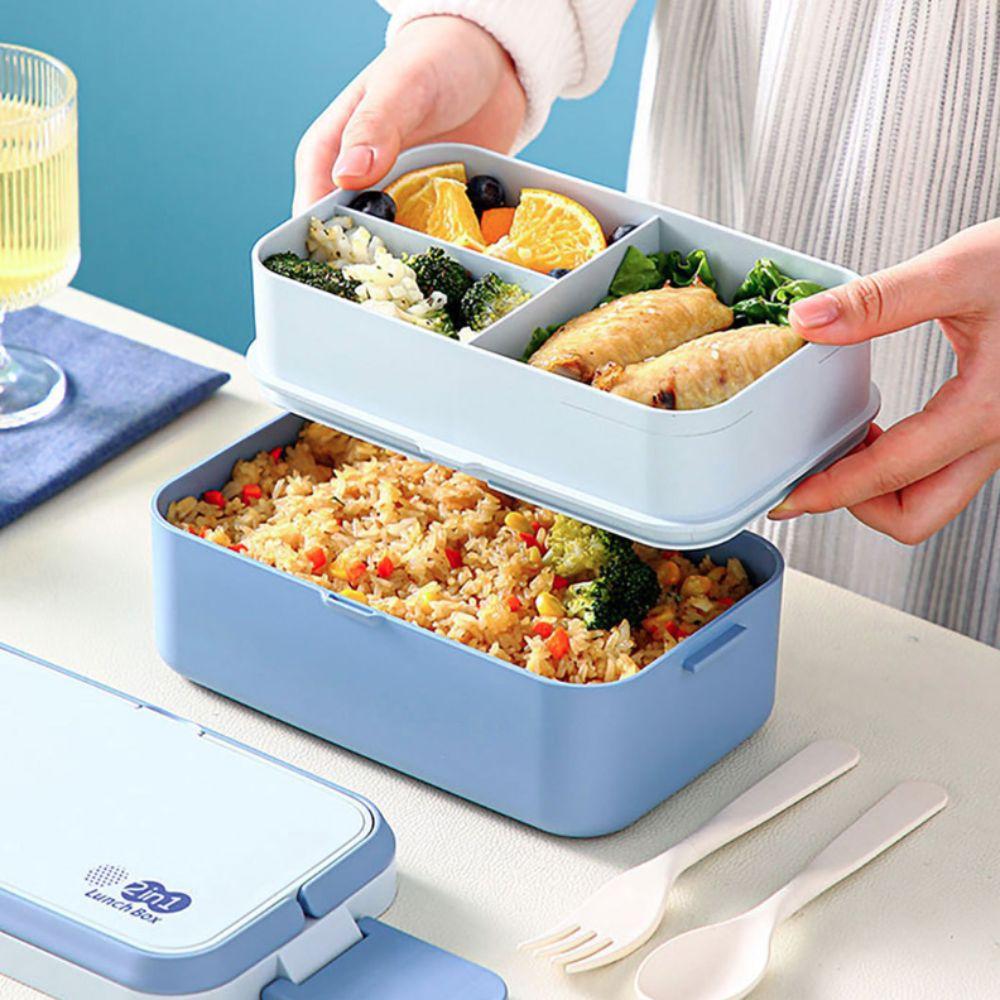 Microwavable 2 Layer Picnic Lunch Box Separated Food Storage Box Portable Food Container  Adult