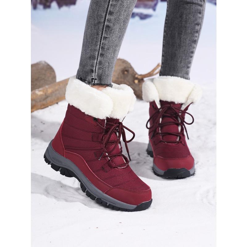 Waterproof Snow Boot Women's Plush Cotton Shoes Ladies Warm  High-top Boots Winter Outdoor Sneakers for Trekking Hiking