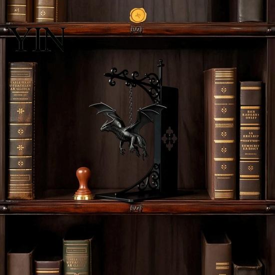 Einzigartiges Geschenk für Fantasy-Süchtige Fliegender Drache Bücherregal-Licht, Dekorative Buchstütze Licht & Schreibtisch, Kreative Schreibtisch-Accessoires Skulptur Buchstütze,