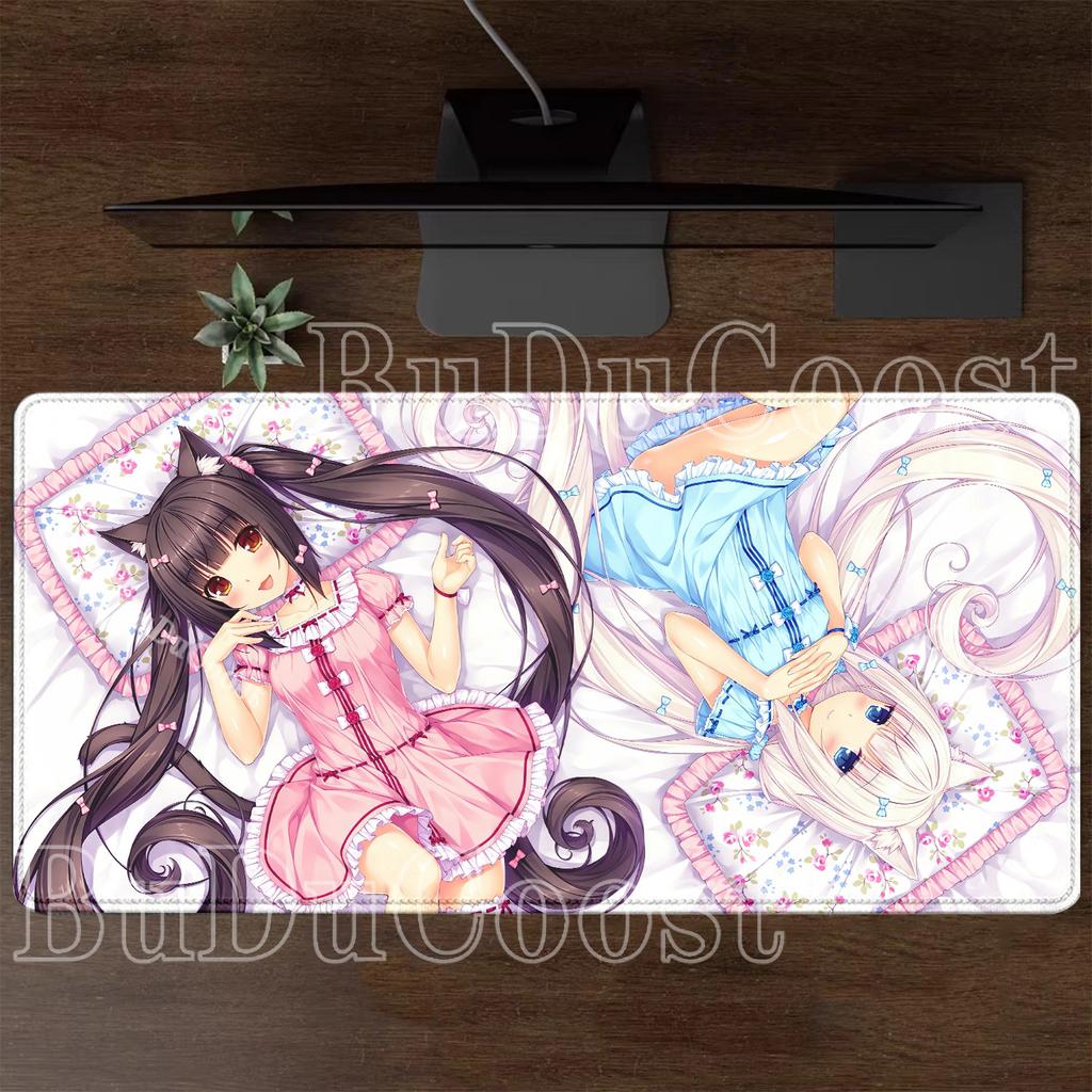 Nekopara Gaming Mousepad Speed HD Printing Anime Girl Desk Mat PC Office Accessories Keyboard Esports Nonslip Base XXL Mouse Pad