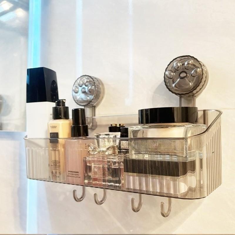 

Коробка для хранения косметики для раковины в ванной на присосках - Настенная, не требует сверления With four hooks прозрачный