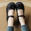 Spring and Autumn Small Leather Shoes Women's Mary Jane Velcro Single Shoes Platform Sole Round Head Medium Mom Shoes