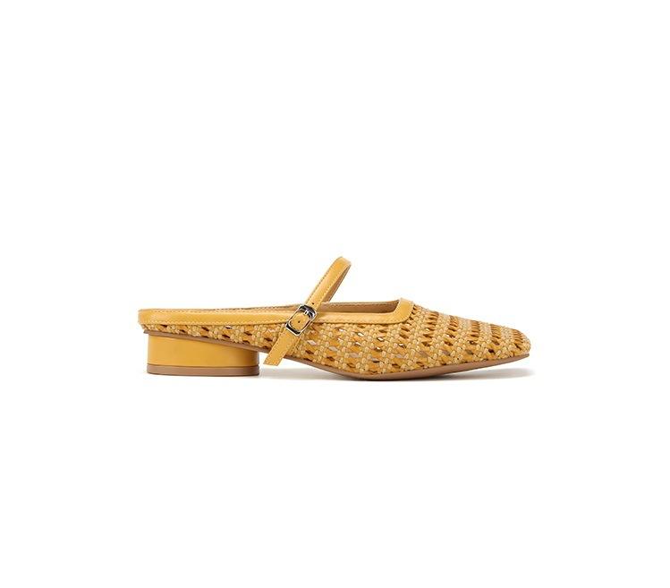 

~ Отпуск~ Квадратный носок, плетеный толстый каблук, баотоу, шлепанцы Мэри Джейн, женские полусандалии 40