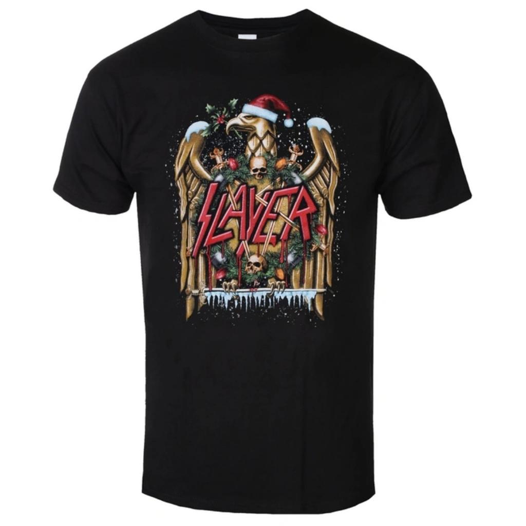 Slayer Logo Inspirierendes Print T-Shirt Lässiger Streetstyle Baumwoll-T-Shirt Geeignet für Metal-Fans