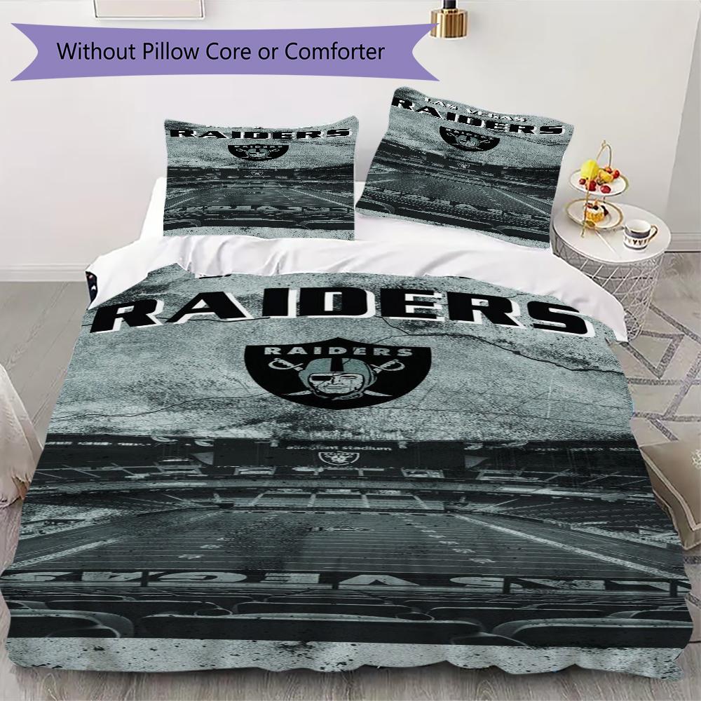 Las Vegas Raiders Pattern Bedding uilt Set uilt Cover Pillowcase Home Decoration Birthday Gift (1*duvet cover + 2*pillowcase without core)