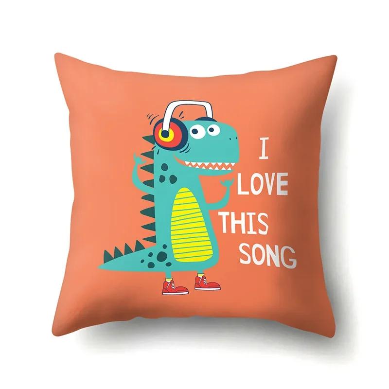 Cute Cartoon Dinosaur Pillowcase  Animal Polyester Cushion Cover Waist Throw Sofa Home Decoration Pillow Cases