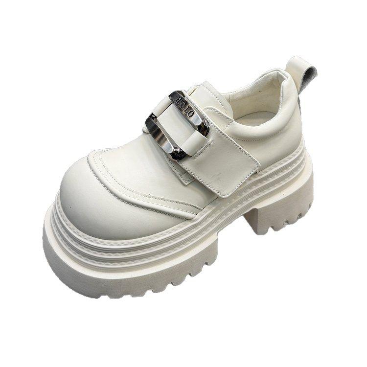 British Style Platform Heightening Black Loafer Small Leather Shoes Women's 2025 Spring New Retro Fashion Small Single Shoes