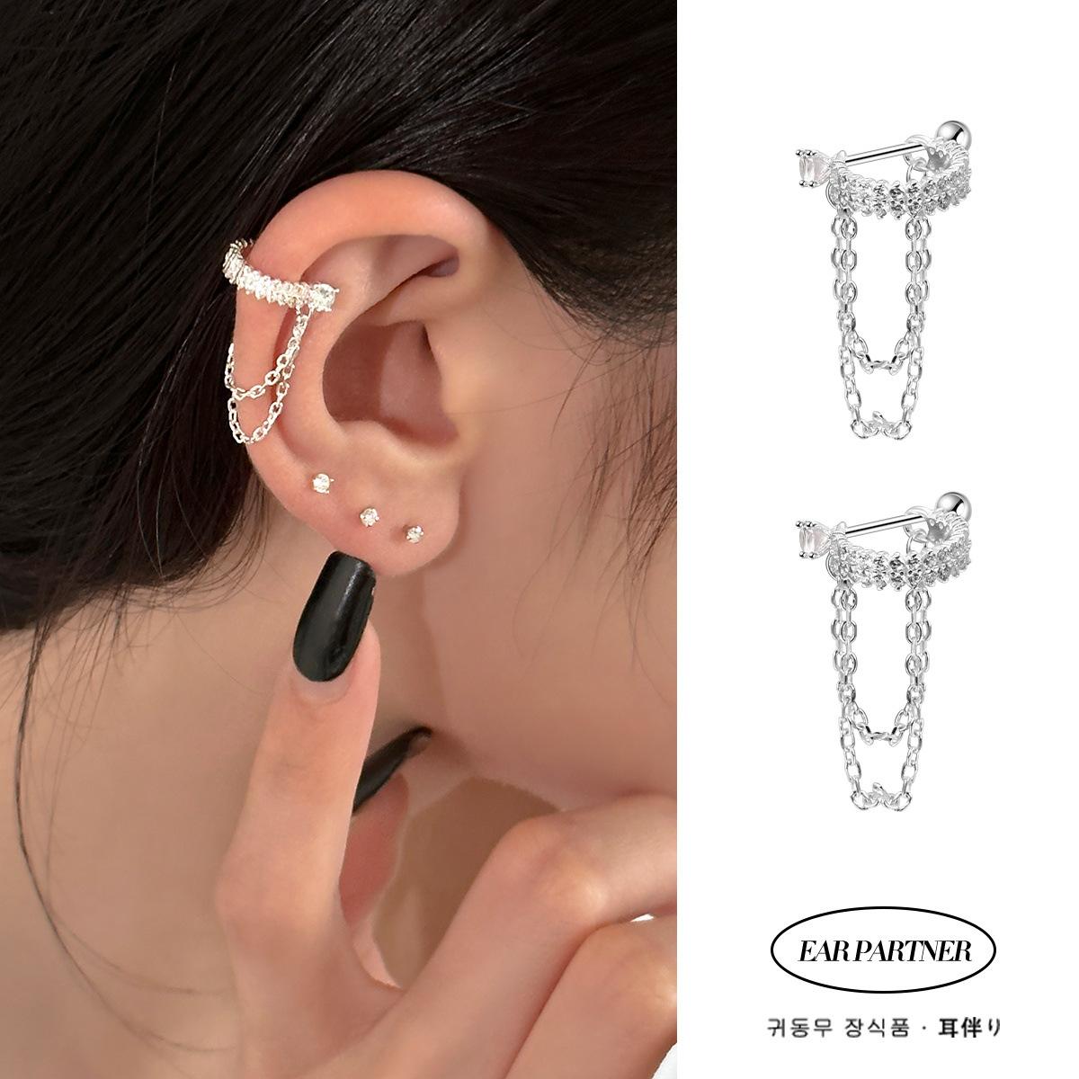 

925 серебряные серьги-цепочки с бахромой женские высококачественные уникальные циркониевые серьги-гвоздики с подвесками новые изысканные серьги A pair of 925 silver needles