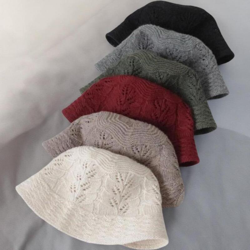 Women's Leaf Pattern Crochet Duvet Autumn Bucket Hat
