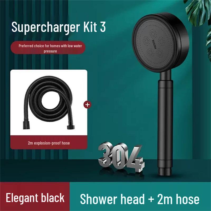 Durable 304 Stainless Steel Boost Shower Head Set - All-Metal, Drop-Resistant for Home Use