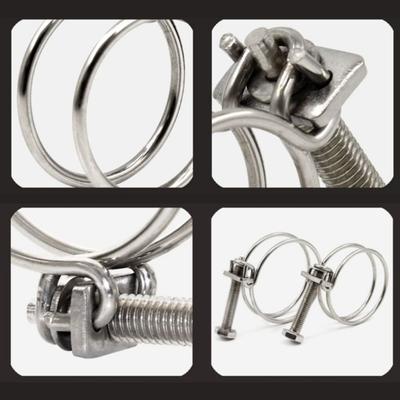 1Pc Double Wire Hose Clamp Assortment Kit Fixed Pipe Clip Throat Hoop 304 Stainless Steel Pipe Hoop