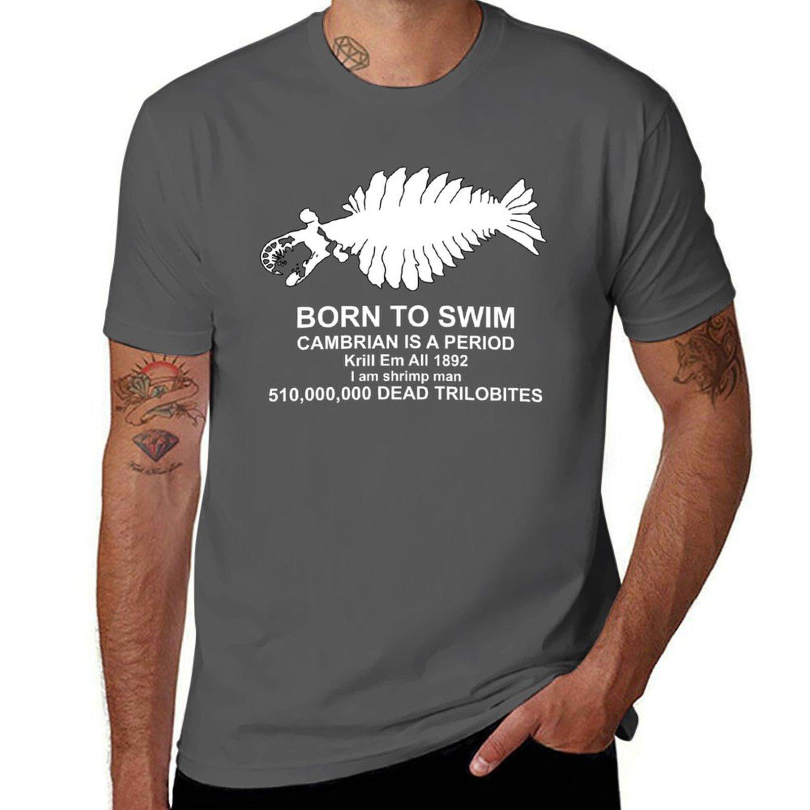 

Anomalocaris Born to swim V2 White T-Shirt clothes shirts graphic cute tops anime tshirt mens t shirt graphic 4XL