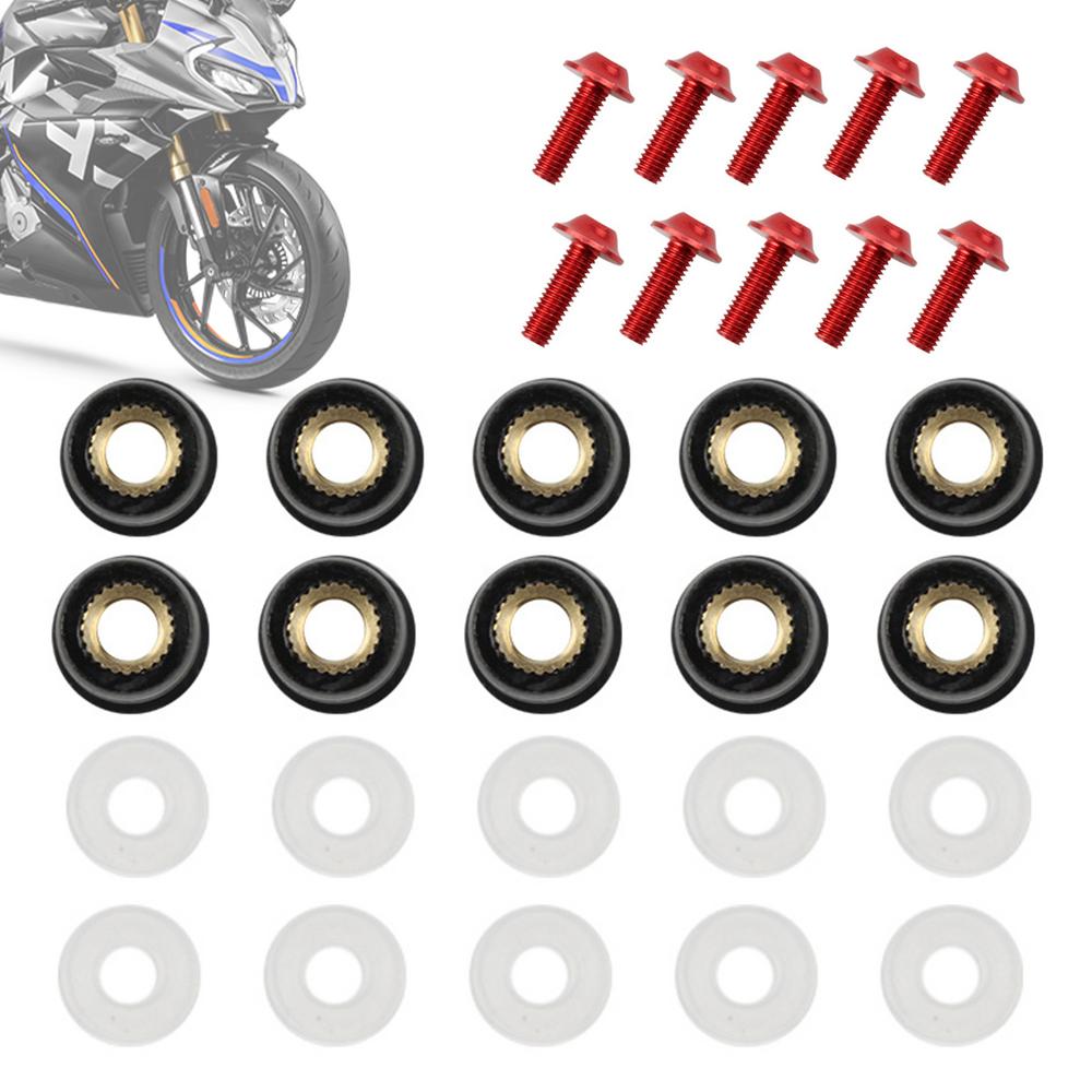 Motorsykkel frontruteskruer festeelementer kåpesett 5 mm frontruteskruer muttere kåpeboltsett skruer festemidler 10 stk.