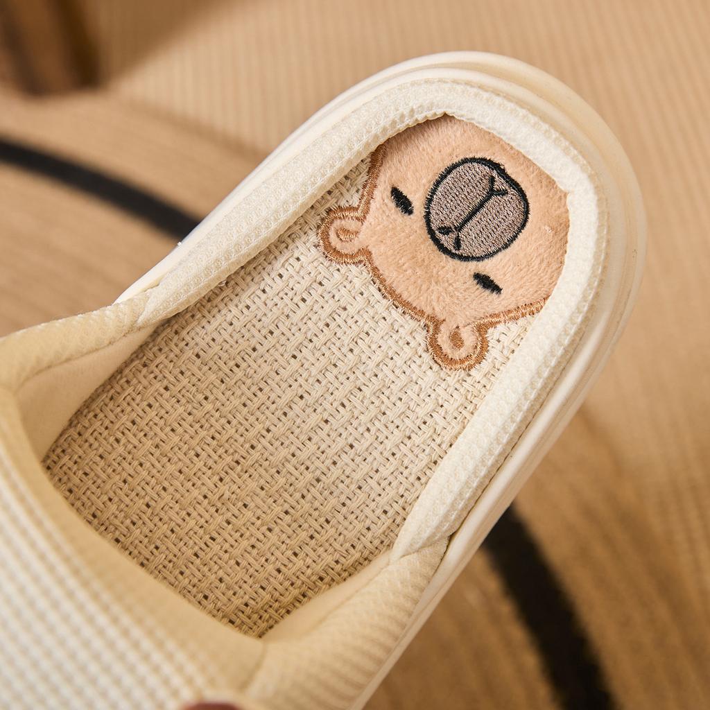 Fashion New Kapibala Flax Material Slippers Women's Hot Open Toe Indoors House Placket Sandals