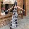 Tulle Dress Women's Summer New Models Are Popular This Year, Fake Two Contrasting Stripes Long Vest Skirt