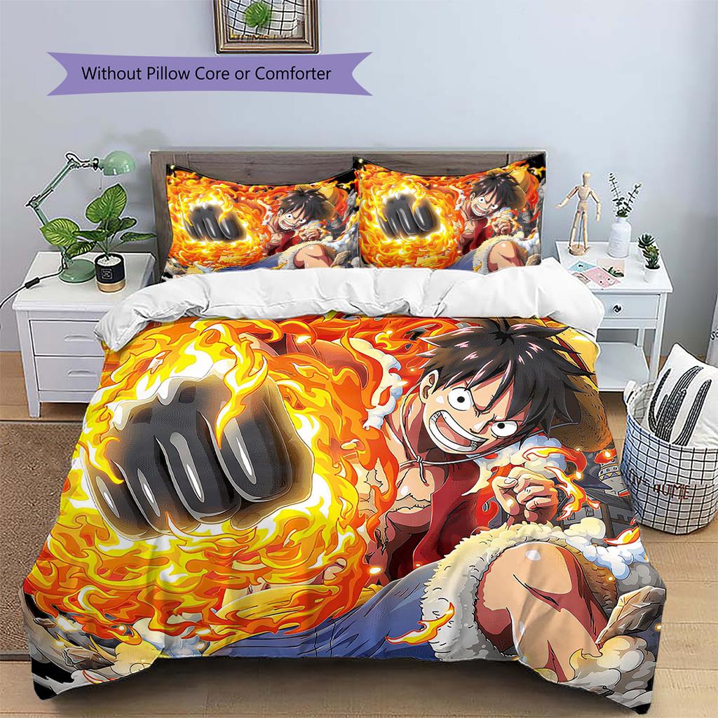 Set cu cuvertură și fețe de pernă cu model de desene animate Decorare casă Cadou de ziua de naștere (1 * husă de pilotă + 2 * fețe de pernă, fără miez)