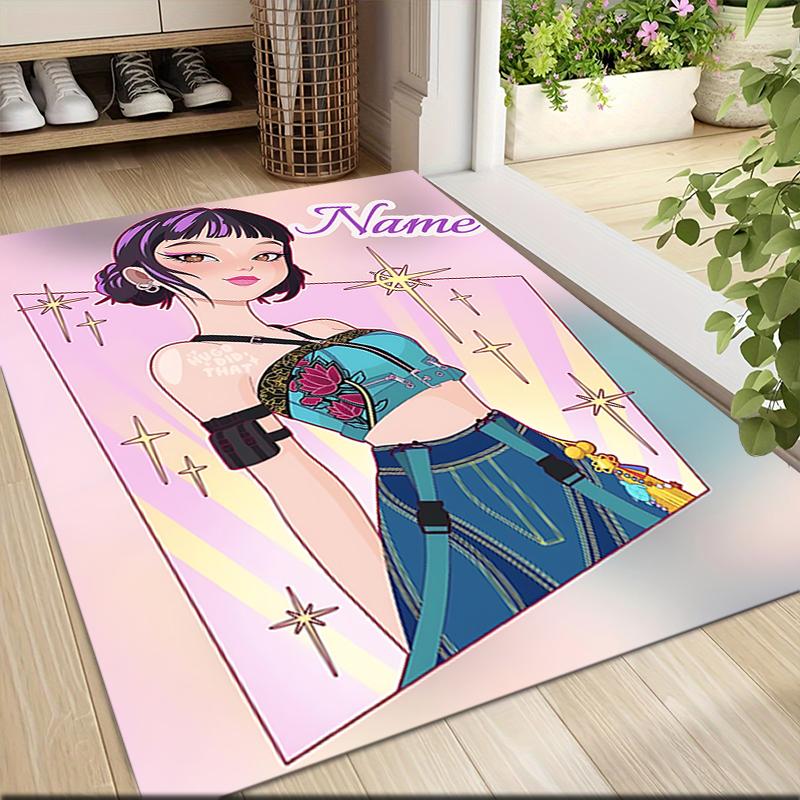 Custom Name Starlit Fashion Journey Carpet Rug Customizable Soft Washable Anti-Slip Home Living Room Sofa Mats Personalized Rug. 0909120