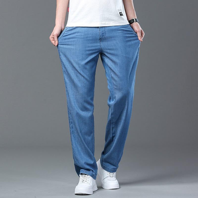 

Джинсы мужские среднего и молодого возраста, деловые, свободные, весенне-летние, тонкие брюки, мужские штаны из ледяного шелка 42