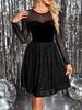 Vestito Bandeau Elegante a Forma di Cuore con Patchwork in Rete Taglie Forti