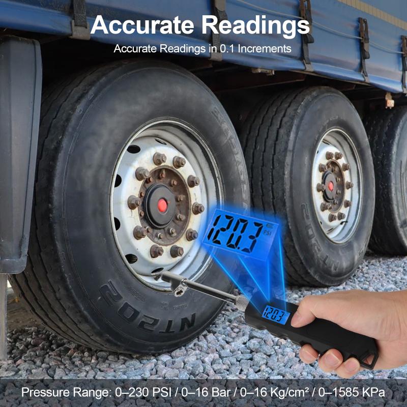 Digital Display Truck Tire Pressure Gauge Lcd Display Stainless Steel Digital Tire Pressure Gauge Blue Screen Display