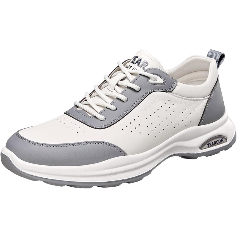 Yierkang Men s Leather Lace-Up Casual Sports Shoes 56451A 38