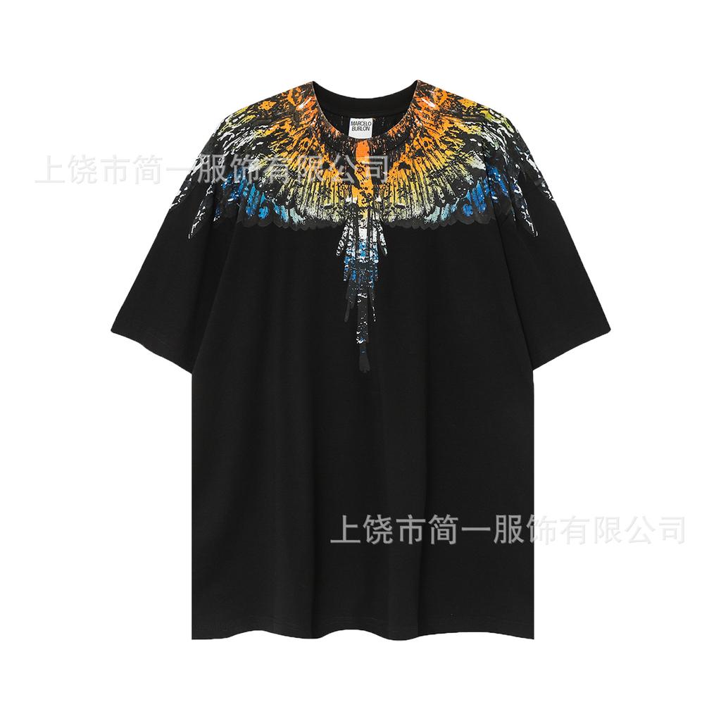 Summer Men's and Women's Same Fashion Trend T-shirt Personalized Trend Wing Printing Comfortable and Simple