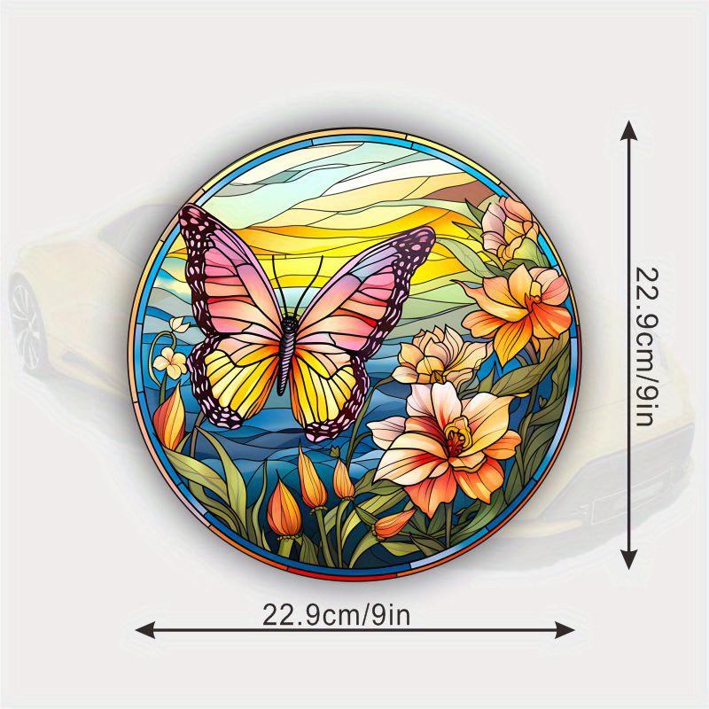 

Flower Butterfly Pattern Window Glass Electrostatic Stickers Home Window Sticker Stained Glass Look Warning Art Sticker#37