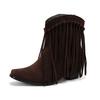 Large size autumn and winter  boots fringed small square head short boots bare boots
