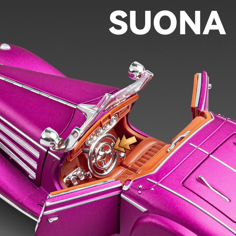 1:24 Mercedes-Benz 500K Alloy Car Model Diecast Metal Classic Car Model Simulation Sound and Light Collection Kids Toy Gift